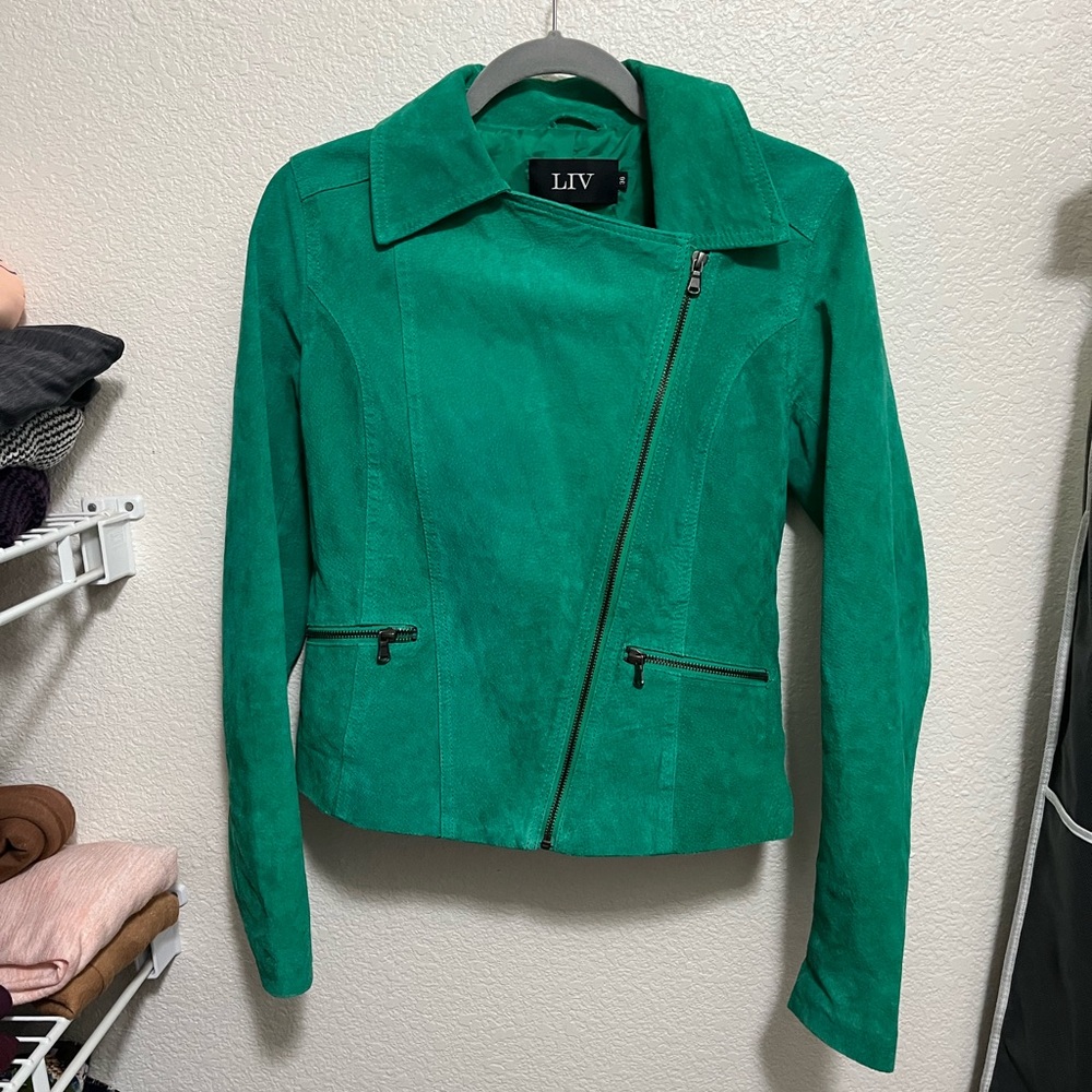 European Green Suede Moto Jacket